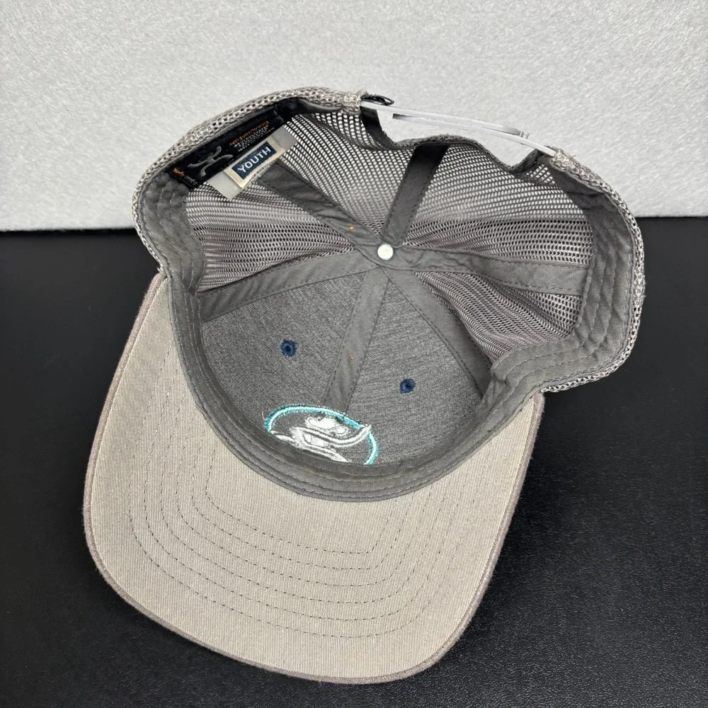 Hooey Strap Youth Size Roughy Cap Adjustable Mesh Back Trucker Hat Blue Grey